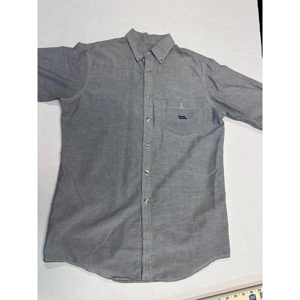 Vintage Duxbak grey Hunting Short Sleeve Shirt Men’s Size m medium with logo